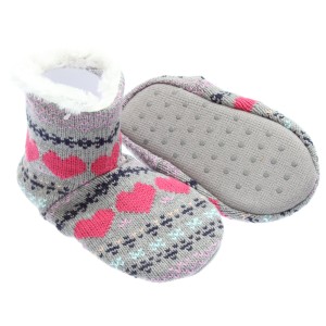 Girls Grey and Pink Heart Booties